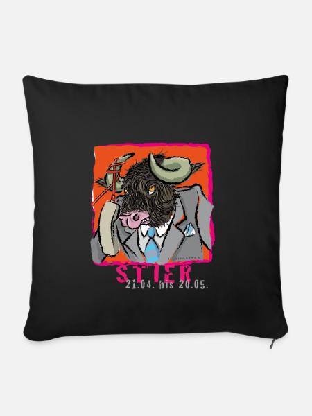 Sternzeichen-Stier - Sofakissenbezug 45 x 45 cm - Schwarz