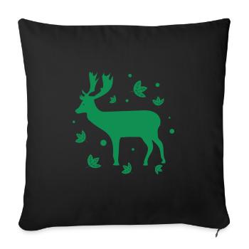 Deer - Forest, Nature, Animal Welfare - Sofa pillowcase 17,3'' x 17,3'' (45 x 45 cm) - black - Front