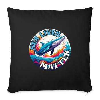 Protects marine life Blue whale on the color wheel - Sofa pillowcase 17,3'' x 17,3'' (45 x 45 cm) - black - Front