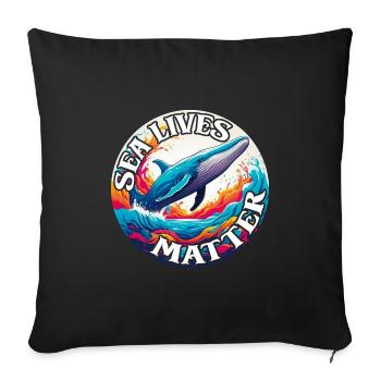 Protects marine life Blue whale on the color wheel - Sofa pillowcase 17,3'' x 17,3'' (45 x 45 cm) - black - Front