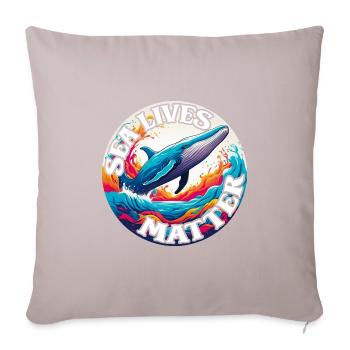 Protège la vie marine Rorqual bleu sur la roue chromatique - Housse de coussin décorative 45 x 45 cm - taupe clair - Devant