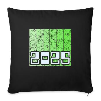 Année 2025 - Housse de coussin décorative 45 x 45 cm - noir - Devant