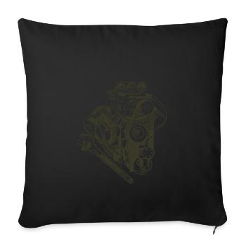 Automechanic Parts Detailed Car Engine - Sofa pillowcase 17,3'' x 17,3'' (45 x 45 cm) - black - Front