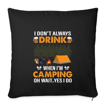 Happy Camper De camper Camping Cadeaux - Housse de coussin décorative 45 x 45 cm - noir - Devant