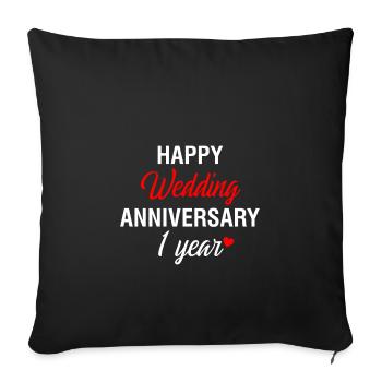 Joyeux anniversaire de mariage en anglais - Housse de coussin décorative 45 x 45 cm - noir - Devant
