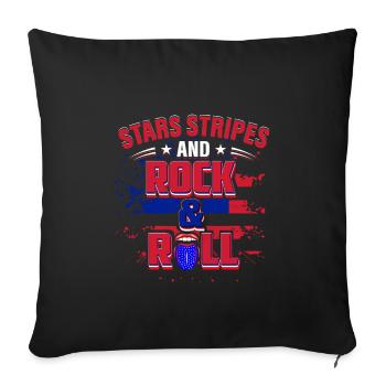 Stars And Stripes And Rock And Roll USA 2021 - Sofa pillowcase 17,3'' x 17,3'' (45 x 45 cm) - black - Front