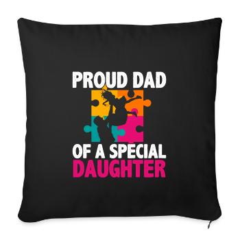 Stolzer Vater Einer Besonderen Tochter - Sofakissenbezug 45 x 45 cm - Schwarz - Vorne