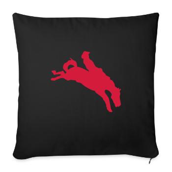 rodeo cowboy cheval - Housse de coussin décorative 45 x 45 cm - noir - Devant