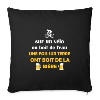 Maillot cycliste bière humour homme cadeau vélo - Housse de coussin décorative 45 x 45 cm - noir - Devant