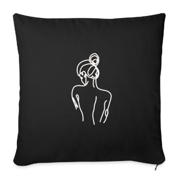 Lineart - woman back white - Housse de coussin décorative 45 x 45 cm - noir - Devant