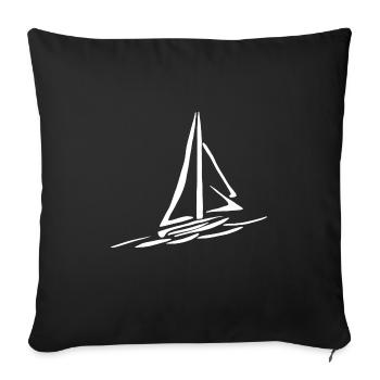 Voilier Voilier Marin Capitaine Voilier Bateau à voile - Housse de coussin décorative 45 x 45 cm - noir - Devant
