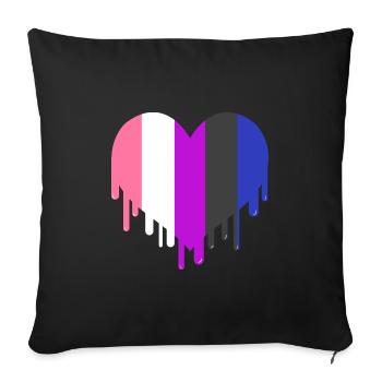 Dripping Gender Fluid Pride Heart - Sofa pillowcase 17,3'' x 17,3'' (45 x 45 cm) - black - Front