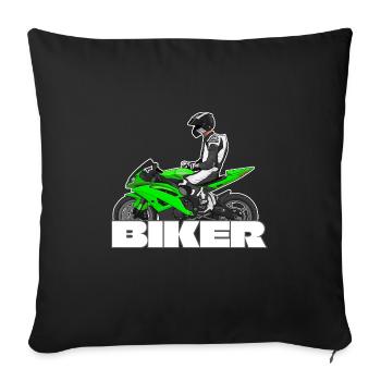 Moto Lifestyle / Moto / Motos motard - Housse de coussin décorative 45 x 45 cm - noir - Devant