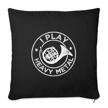 Français orchestre de cors musiciens fanfare - Housse de coussin décorative 45 x 45 cm - noir - Devant
