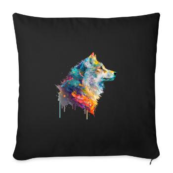 Watercolor Wolf - Sofa pillowcase 17,3'' x 17,3'' (45 x 45 cm) - black - Front