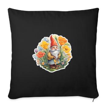 Nain dans une prairie fleurie - Housse de coussin décorative 45 x 45 cm - noir - Devant