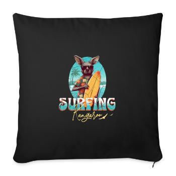 Surfing Kangaroo - Sofa pillowcase 17,3'' x 17,3'' (45 x 45 cm) - black - Front