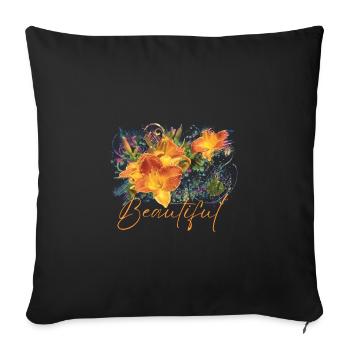 Beautiful Kali Flowers - Sofa pillowcase 17,3'' x 17,3'' (45 x 45 cm) - black - Front
