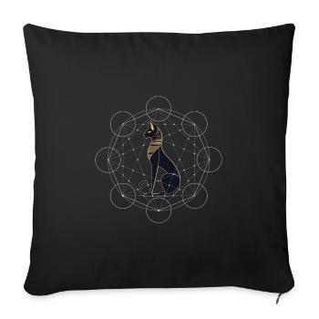 Egyptian Cat Sacred Geometry - Sofa pillowcase 17,3'' x 17,3'' (45 x 45 cm) - black - Front