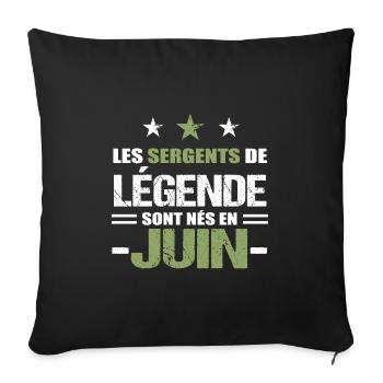 Sergent cadeau anniversaire juin militaire - Housse de coussin décorative 45 x 45 cm - noir - Devant