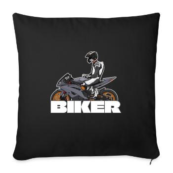Moto Lifestyle / Moto / Motos motard - Housse de coussin décorative 45 x 45 cm - noir - Devant