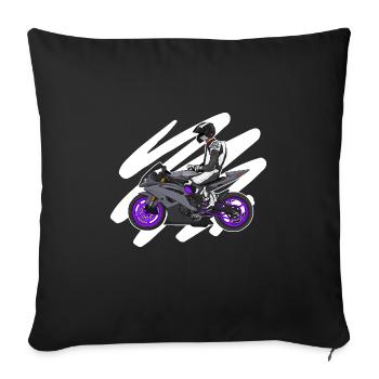 Superbike / Supermotard / Supermoto Wheelie Biker - Housse de coussin décorative 45 x 45 cm - noir - Devant