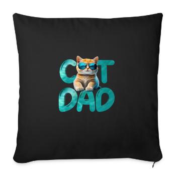 Papa chat - Housse de coussin décorative 45 x 45 cm - noir - Devant