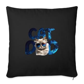 Papa chat - Housse de coussin décorative 45 x 45 cm - noir - Devant