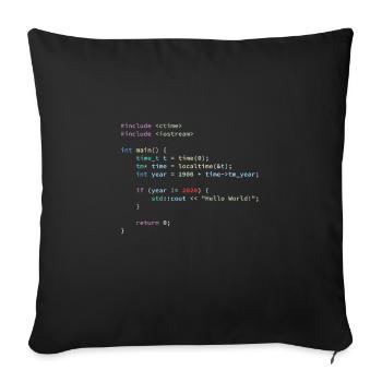 Hello World 2020 in C ++ Programming Language, Code - Sofa pillowcase 17,3'' x 17,3'' (45 x 45 cm) - black - Front