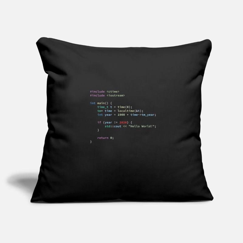 Hello World 2020 in C ++ Programming Language, Code Sofa pillowcase 17,3'' x 17,3'' (45 x 45 cm)