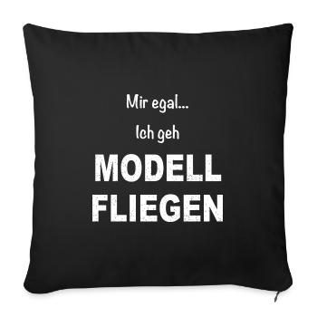 Modellflug Pilot Modellbau Flugzeug Modellbauer - Sofakissenbezug 45 x 45 cm - Schwarz - Vorne