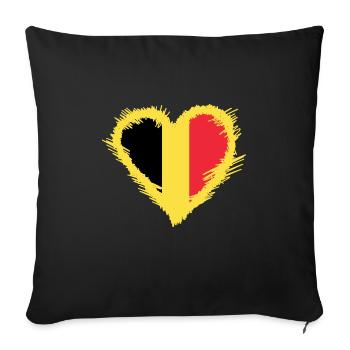 Belgium flag with heart - Sofa pillowcase 17,3'' x 17,3'' (45 x 45 cm) - black - Front