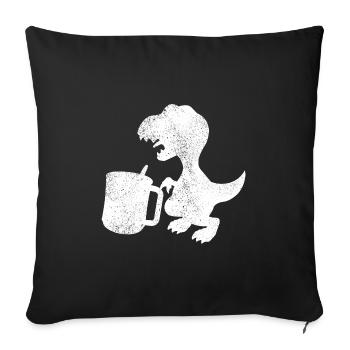 Tea Rex Tea Drinker Dinosaur - Sofa pillowcase 17,3'' x 17,3'' (45 x 45 cm) - black - Front