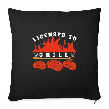 Lustiger Grill-Spruch I Grillen Motiv - Sofakissenbezug 45 x 45 cm - Schwarz - Vorne