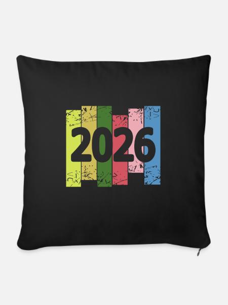Jahr 2026 - Sofakissenbezug 45 x 45 cm - Schwarz