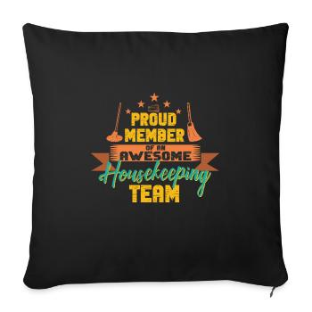Putzfrau Spruch Reinigungskraft Putzfee - Sofakissenbezug 45 x 45 cm - Schwarz - Vorne