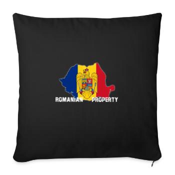 Roumanie - Housse de coussin décorative 45 x 45 cm - noir - Devant