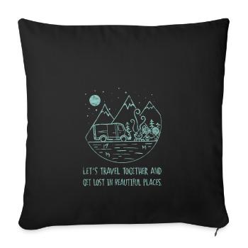 Let’s la relation camping fourgon - Housse de coussin décorative 45 x 45 cm - noir - Devant
