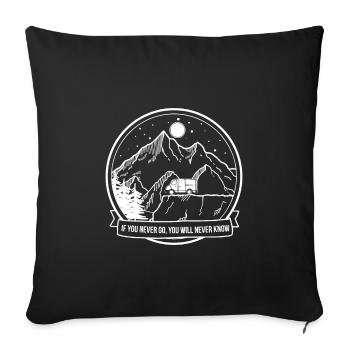 If you never go you will never Camping Van - Sofa pillowcase 17,3'' x 17,3'' (45 x 45 cm) - black - Front