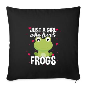 Just A Girl Who Loves Frogs, Cute Frog Girl Gift - Sofa pillowcase 17,3'' x 17,3'' (45 x 45 cm) - black - Front
