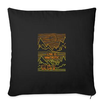 La vie est Vantastic, Camping Camper Van - Housse de coussin décorative 45 x 45 cm - noir - Devant