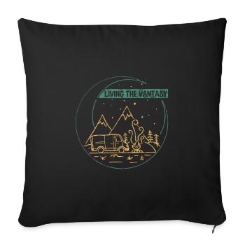 Living the Vantasy, Outdoor Camper Van Life - Sofa pillowcase 17,3'' x 17,3'' (45 x 45 cm) - black - Front