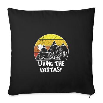 Living the Vantasy, Outdoor Camper Van Life - Sofa pillowcase 17,3'' x 17,3'' (45 x 45 cm) - black - Front