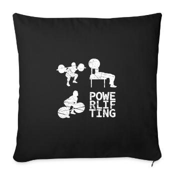 Squat - Bench - Deadlift, Powerlifting - Sofa pillowcase 17,3'' x 17,3'' (45 x 45 cm) - black - Front