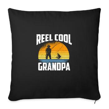 Reel Cool Grandpa, Funny Fishing Grandpa - Sofa pillowcase 17,3'' x 17,3'' (45 x 45 cm) - black - Front