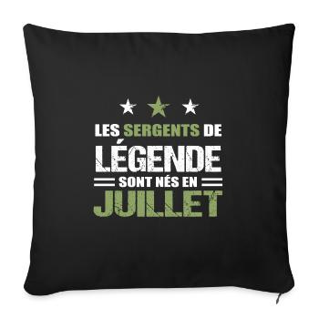 Sergent cadeau anniversaire juillet militaire - Housse de coussin décorative 45 x 45 cm - noir - Devant