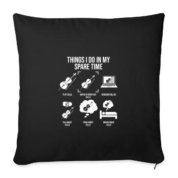 Things I Do In My Spare Time, funny cellist - Sofa pillowcase 17,3'' x 17,3'' (45 x 45 cm) - black - Front