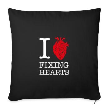 J’aime réparer les cœurs - Cardiologue chirurgien cardiaque - Housse de coussin décorative 45 x 45 cm - noir - Devant