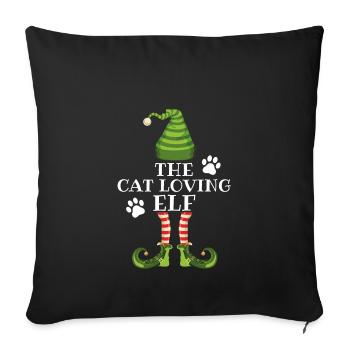 The Cat Lover Elf - Katzenbesitzer Weihnachten - Sofakissenbezug 45 x 45 cm - Schwarz - Vorne