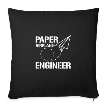 Ingénieur d’avion en papier - Housse de coussin décorative 45 x 45 cm - noir - Devant